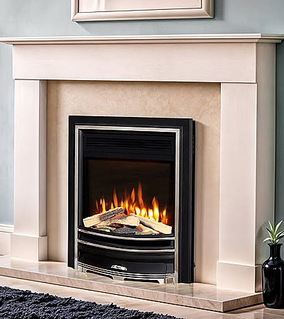 Flavel Proflame Arcadia Hearth Inset electric Fire Chrome & Black